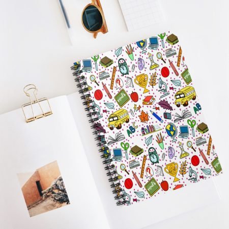 Colorful School Supplies Spiral Notebook for Students, Kids Journal, Back to School, Note Taking, Gift Idea
