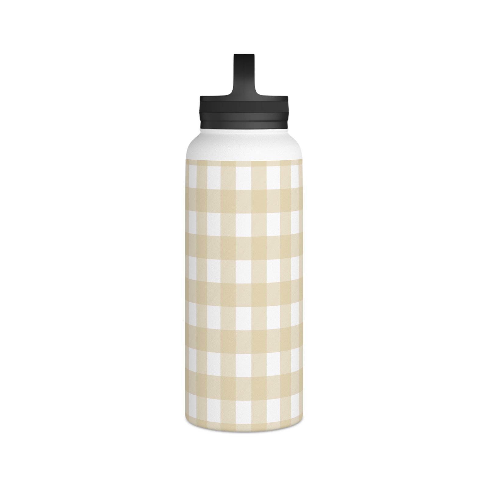 Beige Checkered Stainless Steel Water Bottle, Insulated Drink Container, Perfect for Hiking, Gym, Travel, Gifts for Her - Image 11