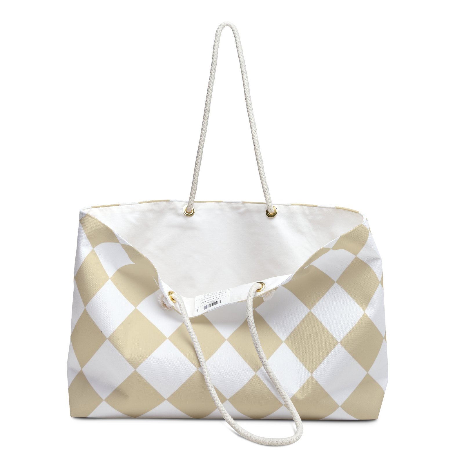 Chic Weekender Bag, Stylish Tote for Travel, Beach & Gym, Perfect for Gifts, Gold and White Design - Image 3