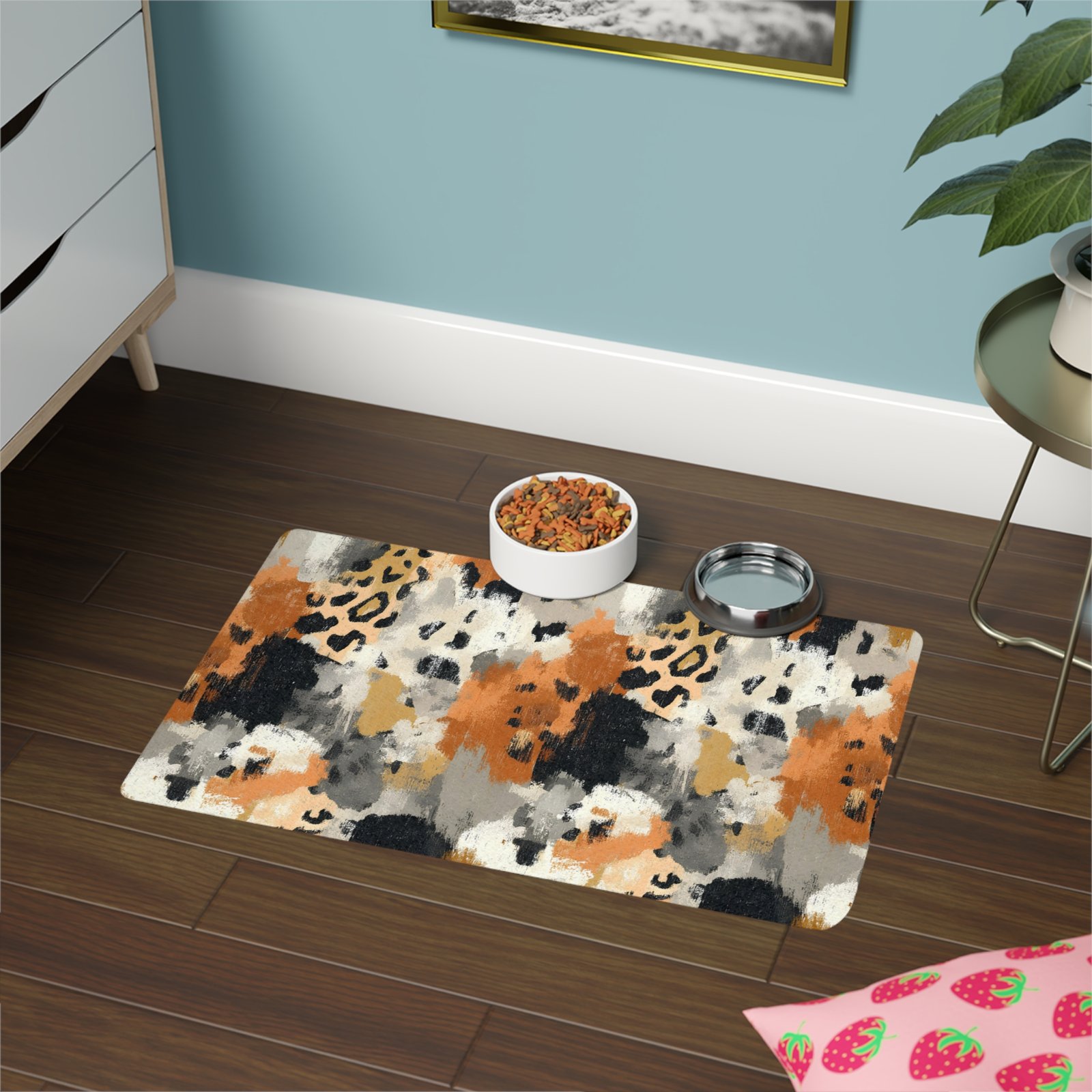 Chic Pet Food Mat, Stylish Waterproof Dog Feeding Mat, Modern Cat Bowl Mat, Animal Print Pet Accessory, Easy Clean Meal Mat - Image 4