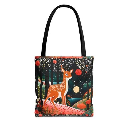 Charming Forest Deer Tote Bag | Colorful AOP Design | Eco-Friendly Shopping, Beach Use, Gift for Nature Lovers