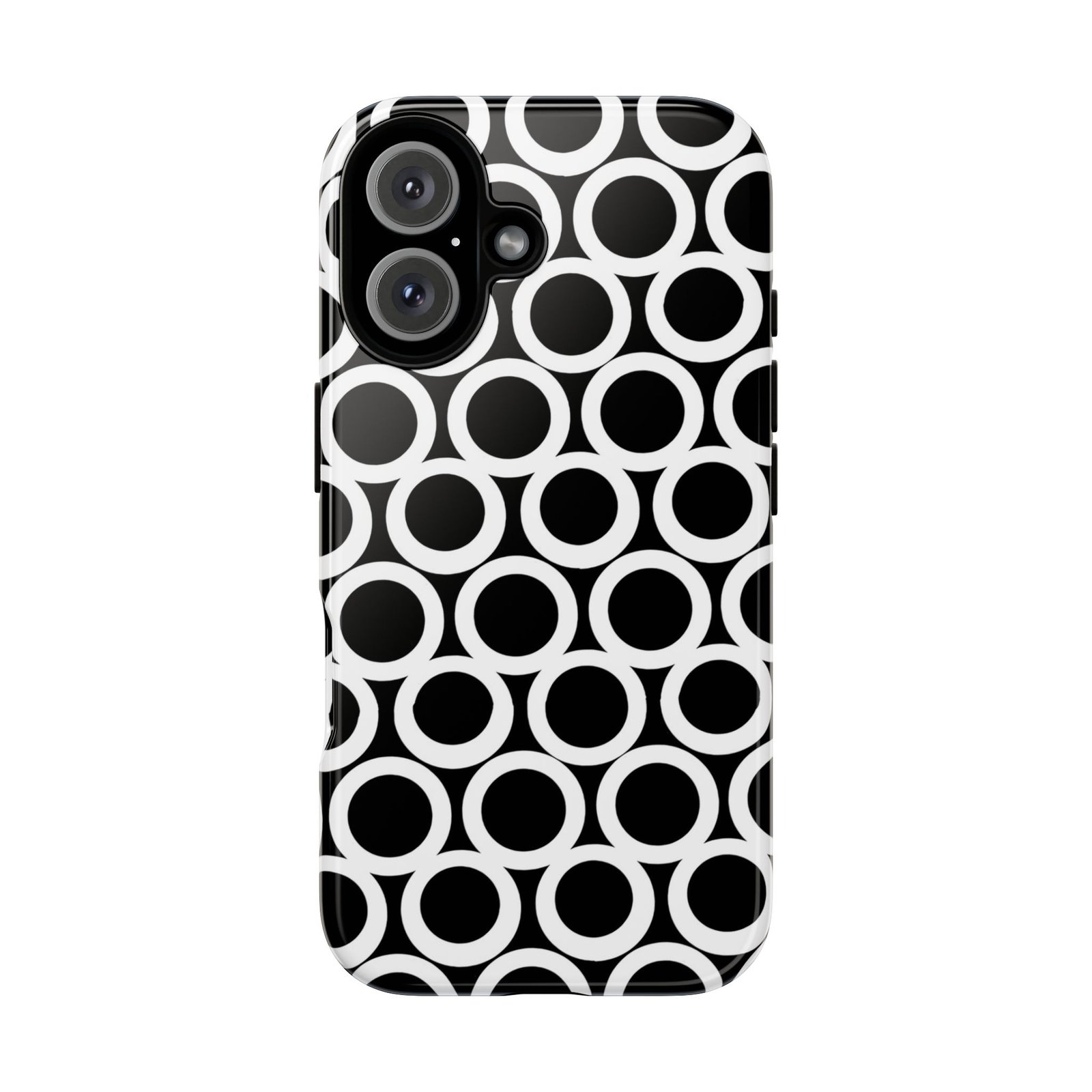 Stylish Phone Case, Tough Cases, Black White Polka Dot, Protective Cover, Modern Accessories, Unique Gift Idea