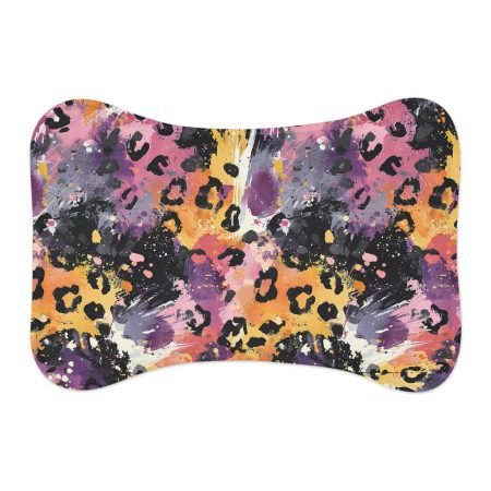 Colorful Leopard Print Pet Feeding Mats, Cat and Dog Bowl Mats, Non-Slip Feeding Pads, Pet Accessories for Home, Gifts for Animal Lovers
