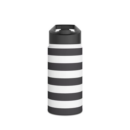 Chic Striped Stainless Steel Water Bottle, Travel Mug, Eco-Friendly Hydration, School, Fitness, Gifts, Black and White Design