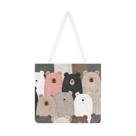 Cozy Bear Print Tote Bag, Eco-Friendly Shoulder Tote, Cute Animal Gift, Weekend Bag, Farmer's Market Shopper, Travel Accessory