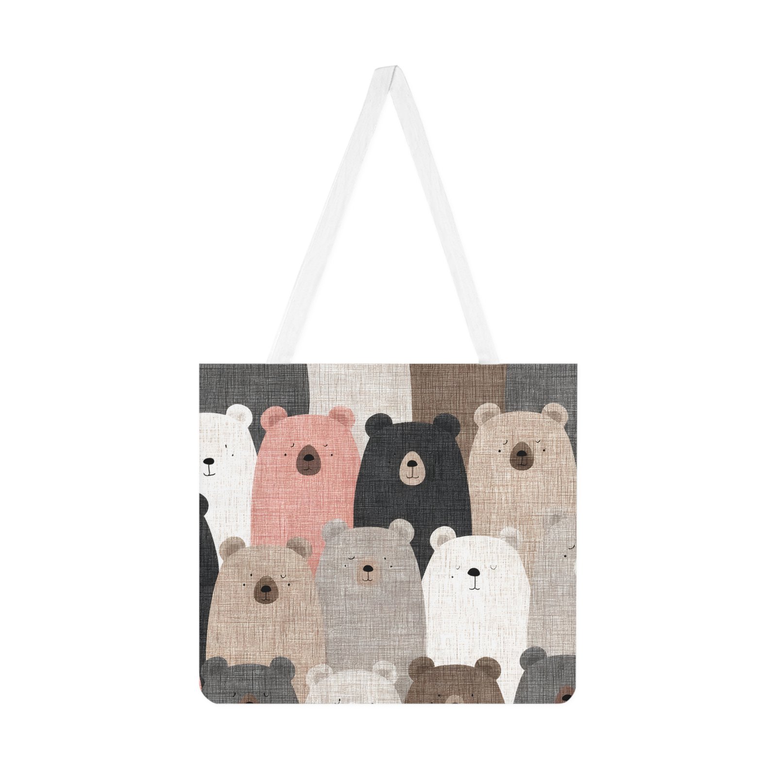 Cozy Bear Print Tote Bag, Eco-Friendly Shoulder Tote, Cute Animal Gift, Weekend Bag, Farmer's Market Shopper, Travel Accessory