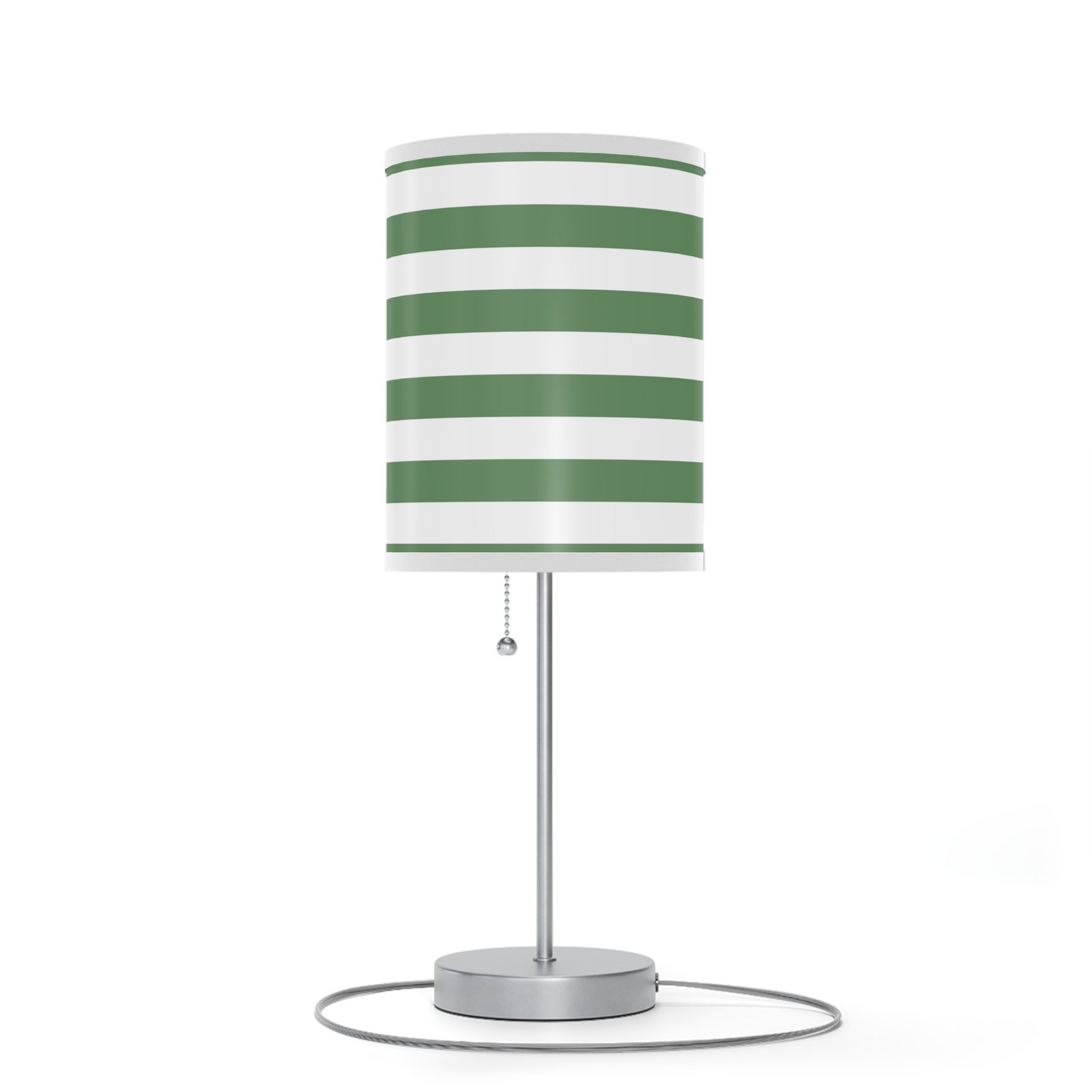 Chic Striped Table Lamp, Modern Decor, Home Lighting, Green and White Accent, Bedroom or Living Room Nightstand, Unique Gift Idea - Image 4