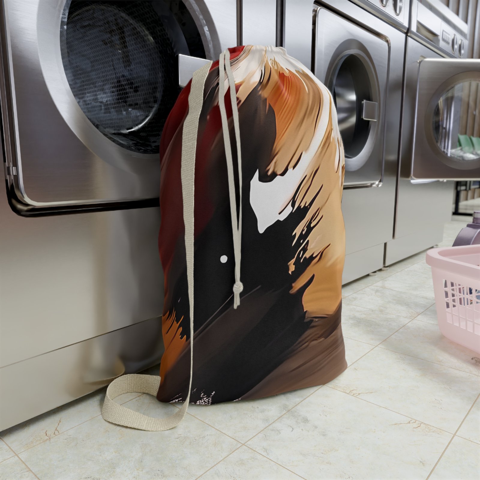 Chic Abstract Laundry Bag, Stylish Hamper, Modern Laundry Storage, Unique Gift for Students, Boho Home Decor, Laundry Day Essential - Image 8