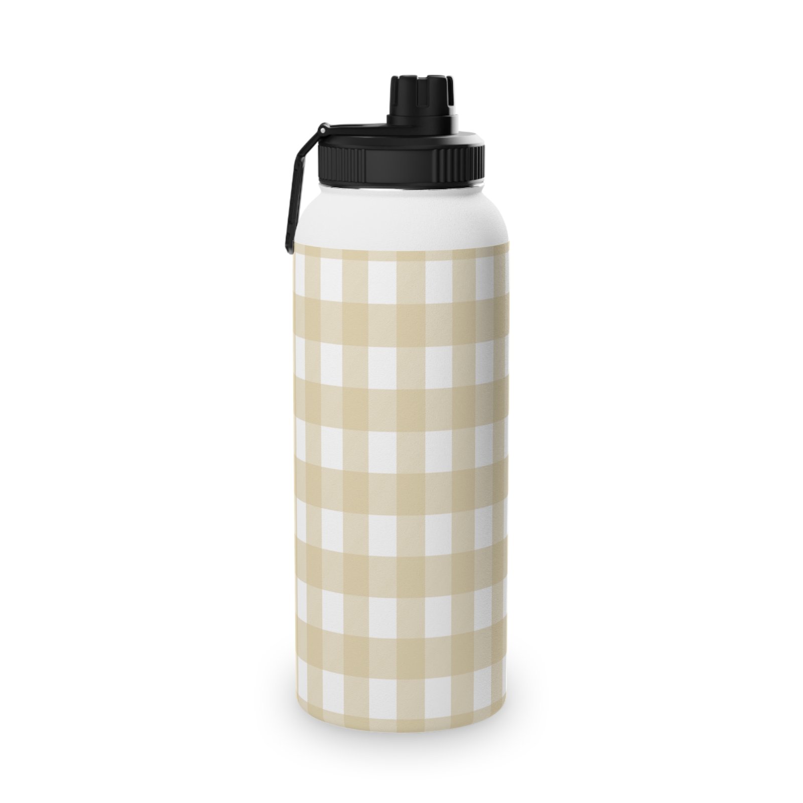 Beige Checkered Stainless Steel Water Bottle, Sports Water Bottle, Travel Flask, Outdoor Hydration, Perfect for Gym, Picnic, Gifts - Image 11