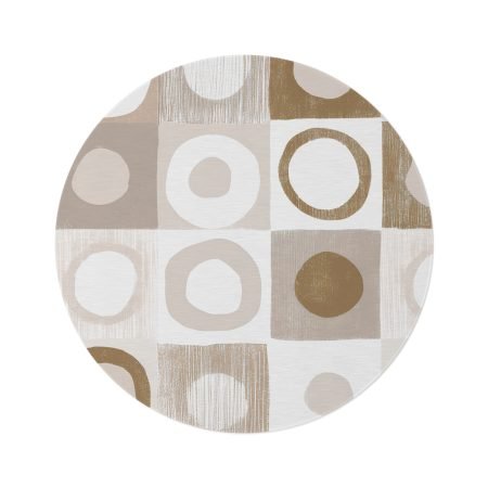 Neutral Round Rug - Modern Home Decor, Bohemian Style, Living Room Accent, Cozy Bedroom Addition, Gift for Housewarming
