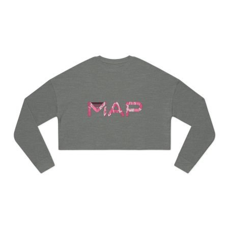 Chic Women's Cropped Sweatshirt with 'MAP' Design - Trendy Casual Wear, Gift for Her, Stylish Weekend Top, Unique Holiday Apparel