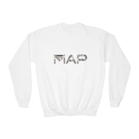 Youth Crewneck Sweatshirt with MAP Design - Cozy Gift for Kids, Casual Wear, School Apparel, Holiday Present, Trendy, Comfortable