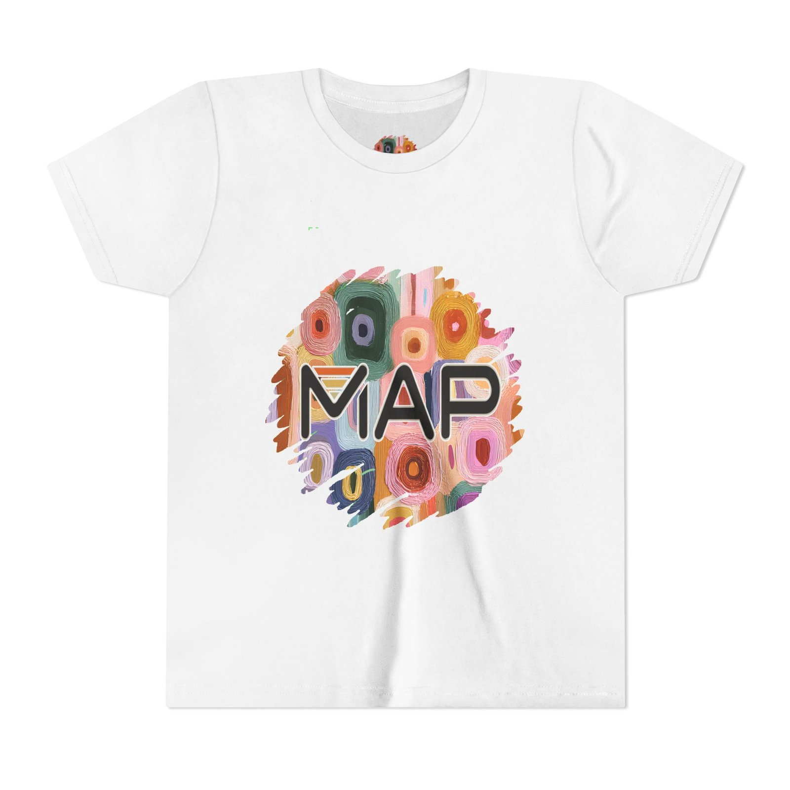 Colorful Map Youth Tee, Cute Kids T-Shirt, Playful Short Sleeve Shirt, Gift for Young Adventurers, Birthday Present, Summer Wear
