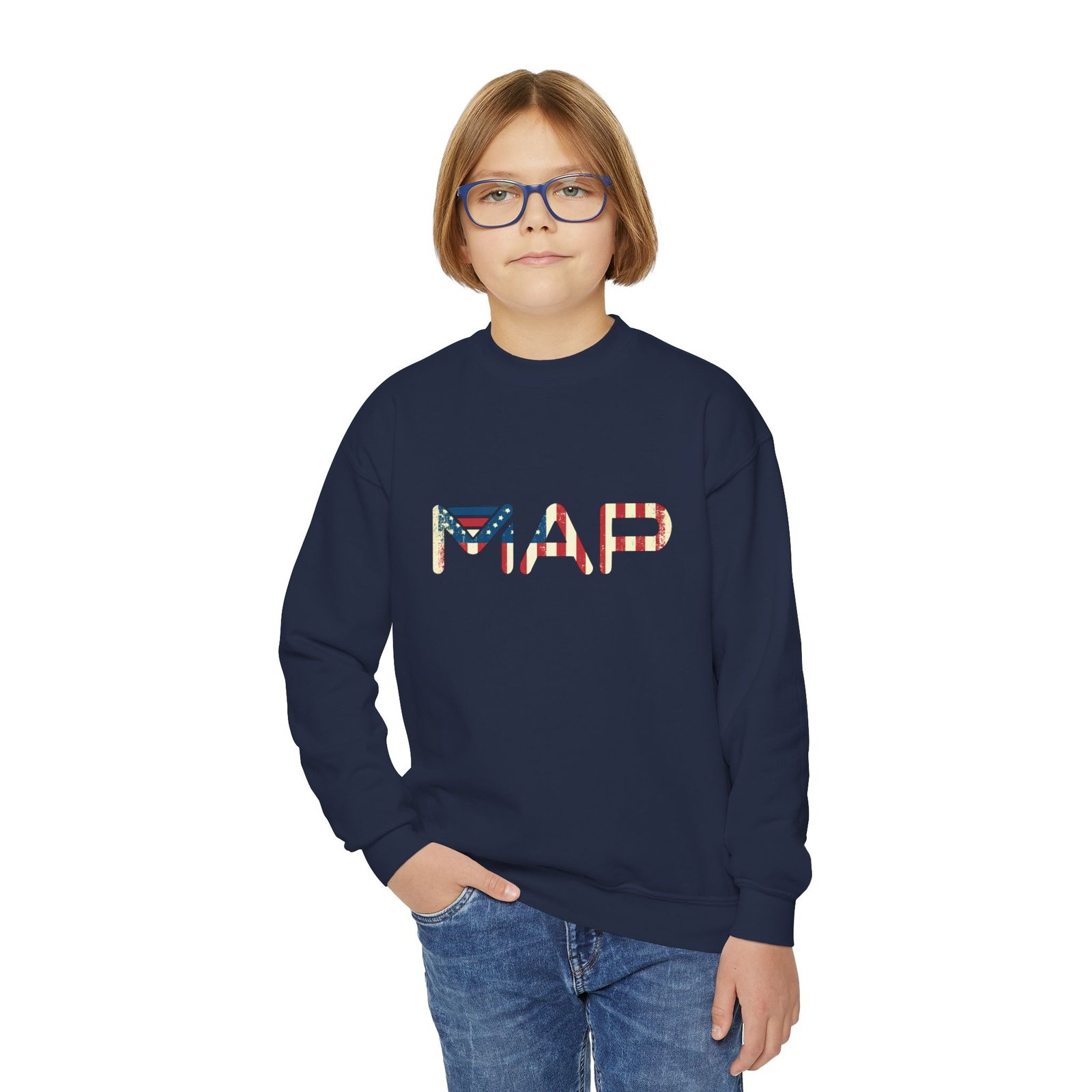 Patriotic Youth Crewneck Sweatshirt, Comfortable Sweatshirt for Kids, Summer BBQ, Memorial Day, Fourth of July, Gift for Teens - Image 31