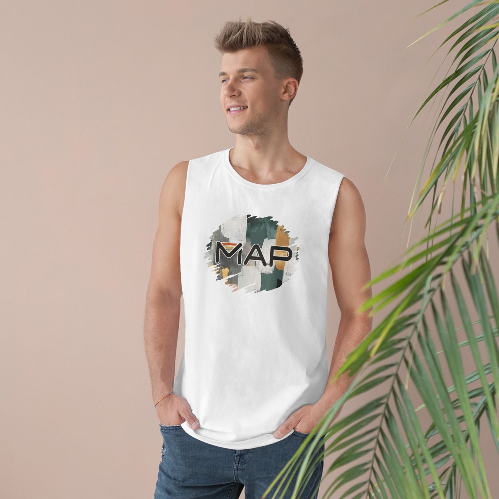 Unisex Barnard Tank Top with Unique MAP Design, Stylish Gym Wear, Casual Summer Top, Workout Tank, Gift for Fitness Enthusiasts - Image 3