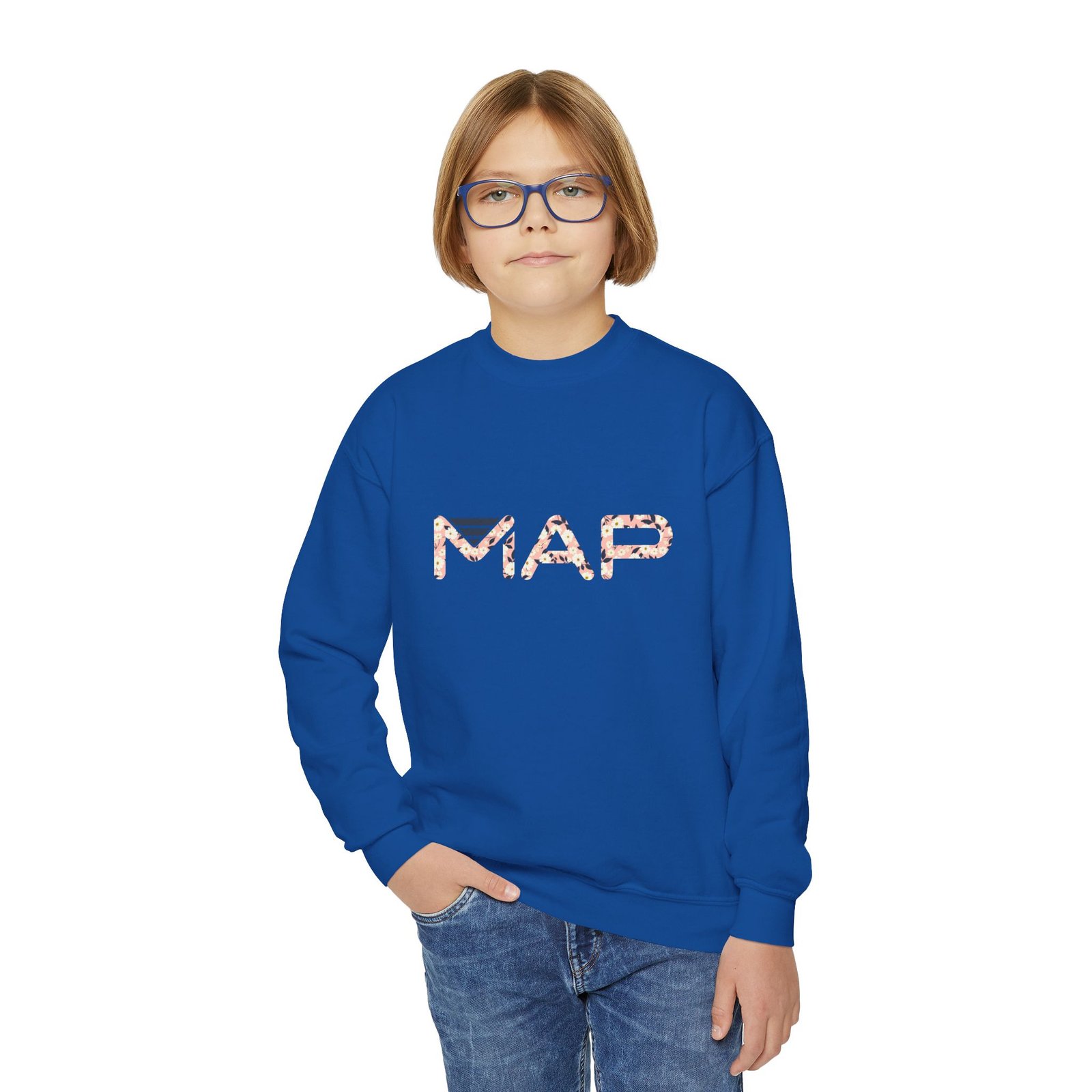 Youth Crewneck Sweatshirt with MAP Design - Cozy, Stylish Apparel for Teens and Kids, Gift Idea for Birthdays, Holidays, Back to School - Image 27