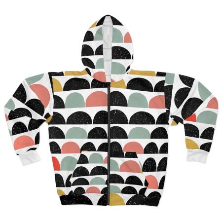 Chic Abstract Pattern Unisex Zip Hoodie, Trendy Streetwear, Cozy Layering Piece, Great for Casual Outings, Gift for Art Lovers