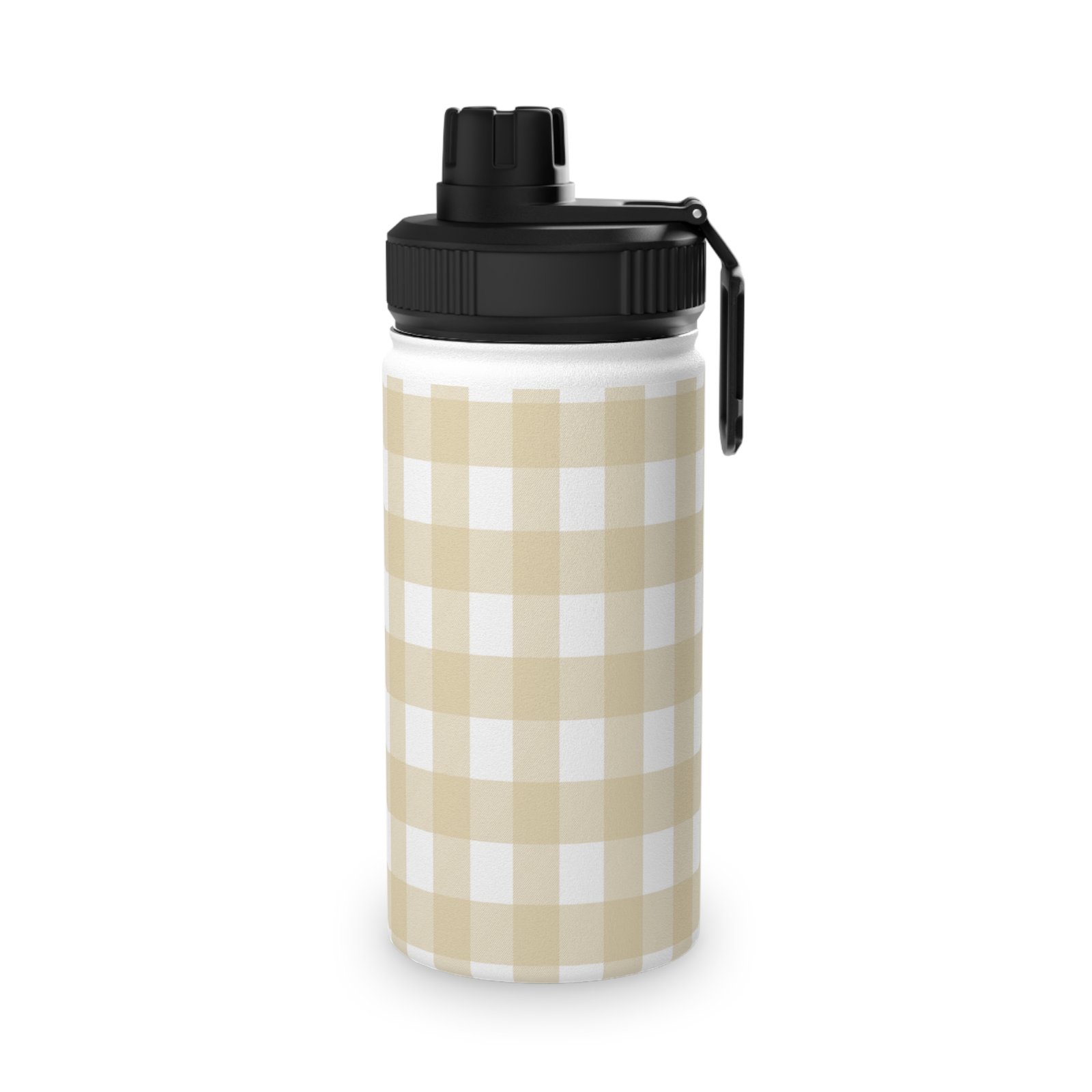 Beige Checkered Stainless Steel Water Bottle, Sports Water Bottle, Travel Flask, Outdoor Hydration, Perfect for Gym, Picnic, Gifts - Image 4