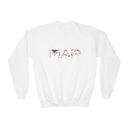Youth Crewneck Sweatshirt with MAP Design - Cozy, Stylish Apparel for Teens and Kids, Gift Idea for Birthdays, Holidays, Back to School