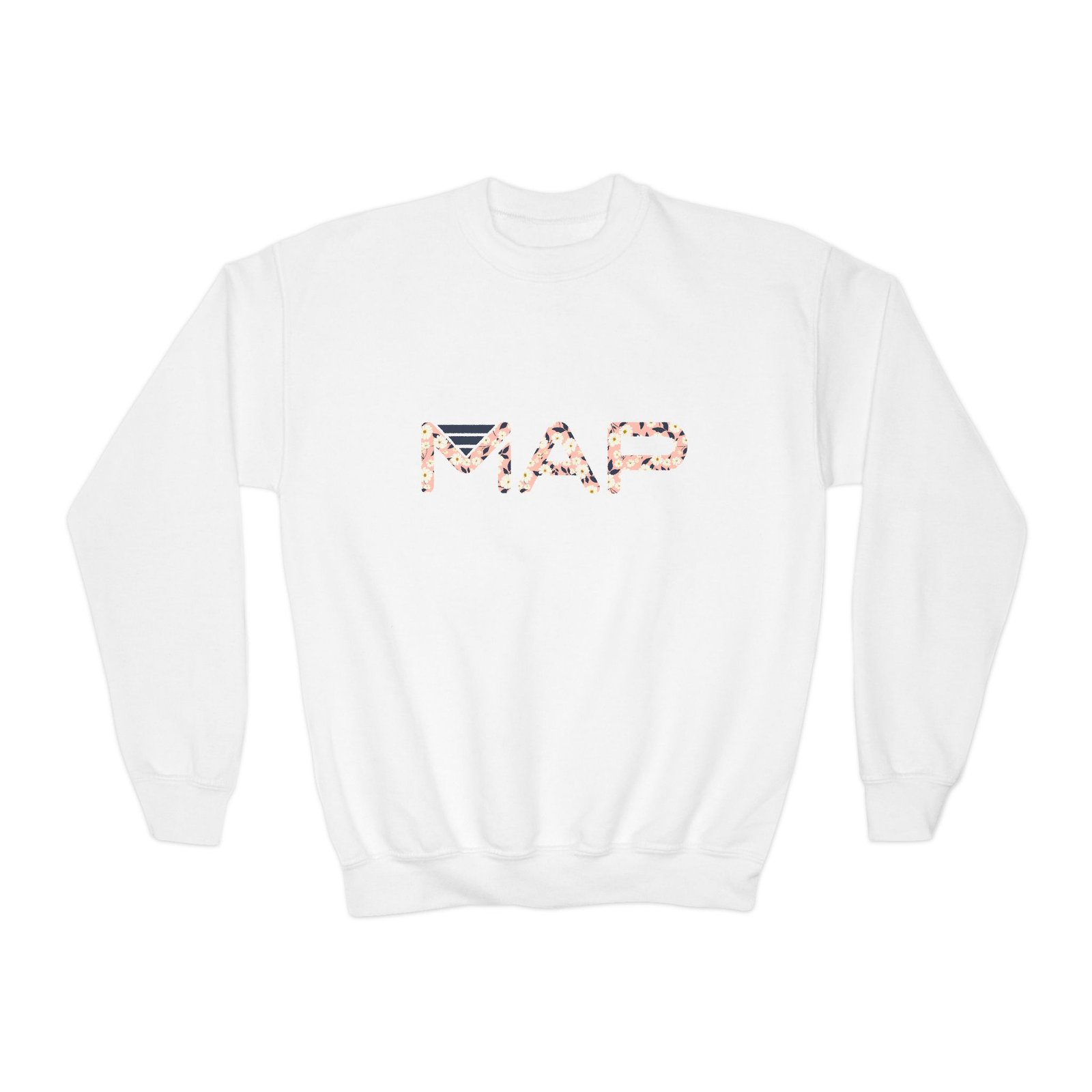 Youth Crewneck Sweatshirt with MAP Design - Cozy, Stylish Apparel for Teens and Kids, Gift Idea for Birthdays, Holidays, Back to School