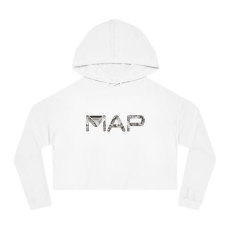 Women's Cropped Hooded Sweatshirt - Trendy Map Design, Casual Chic, Perfect for Festivals, Gifts & Everyday Wear