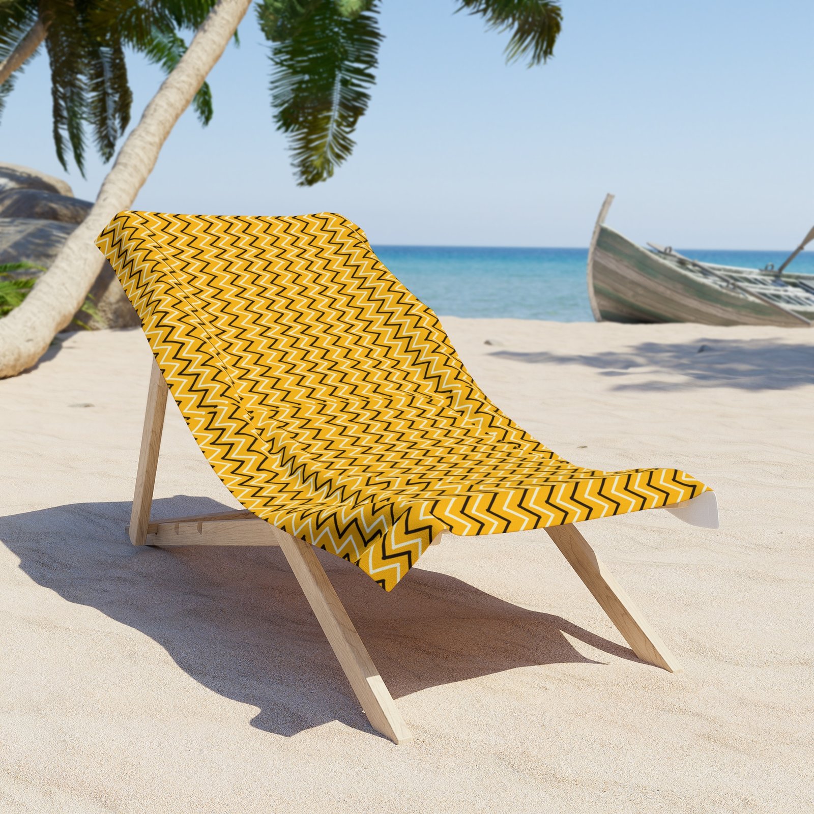 Stylish Zigzag Beach Towel | Summer Essential for Poolside, Picnics, Travel, and Gifts | Vibrant Yellow Design - Image 2