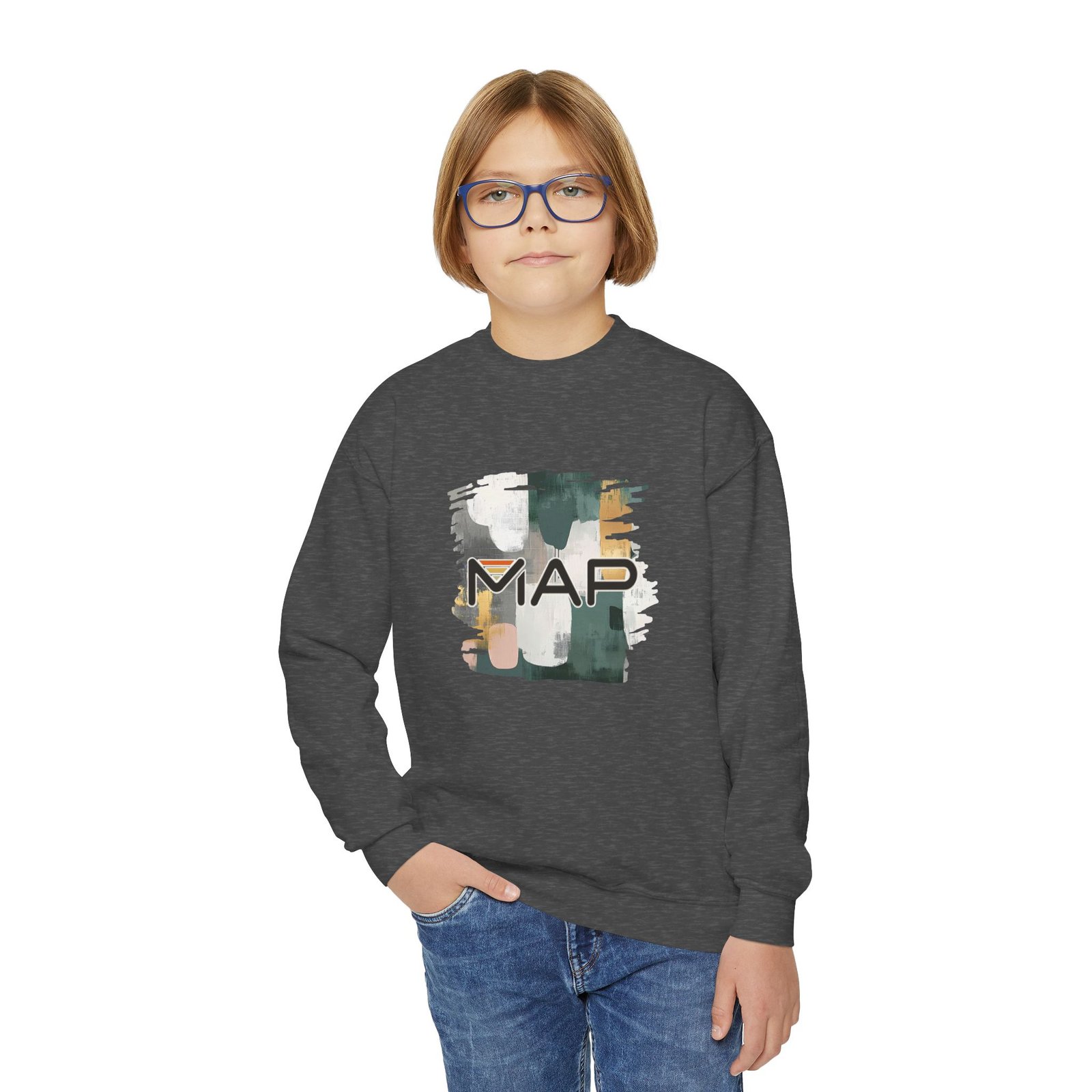 Stylish Youth Crewneck Sweatshirt with Abstract Map Design, Cozy Pullover for Teens and Kids, Perfect Gift for Holidays and Everyday Wear - Image 23
