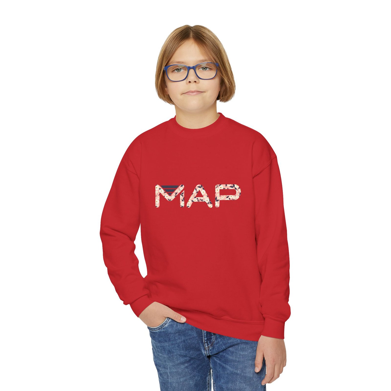 Youth Crewneck Sweatshirt with MAP Design - Cozy, Stylish Apparel for Teens and Kids, Gift Idea for Birthdays, Holidays, Back to School - Image 39