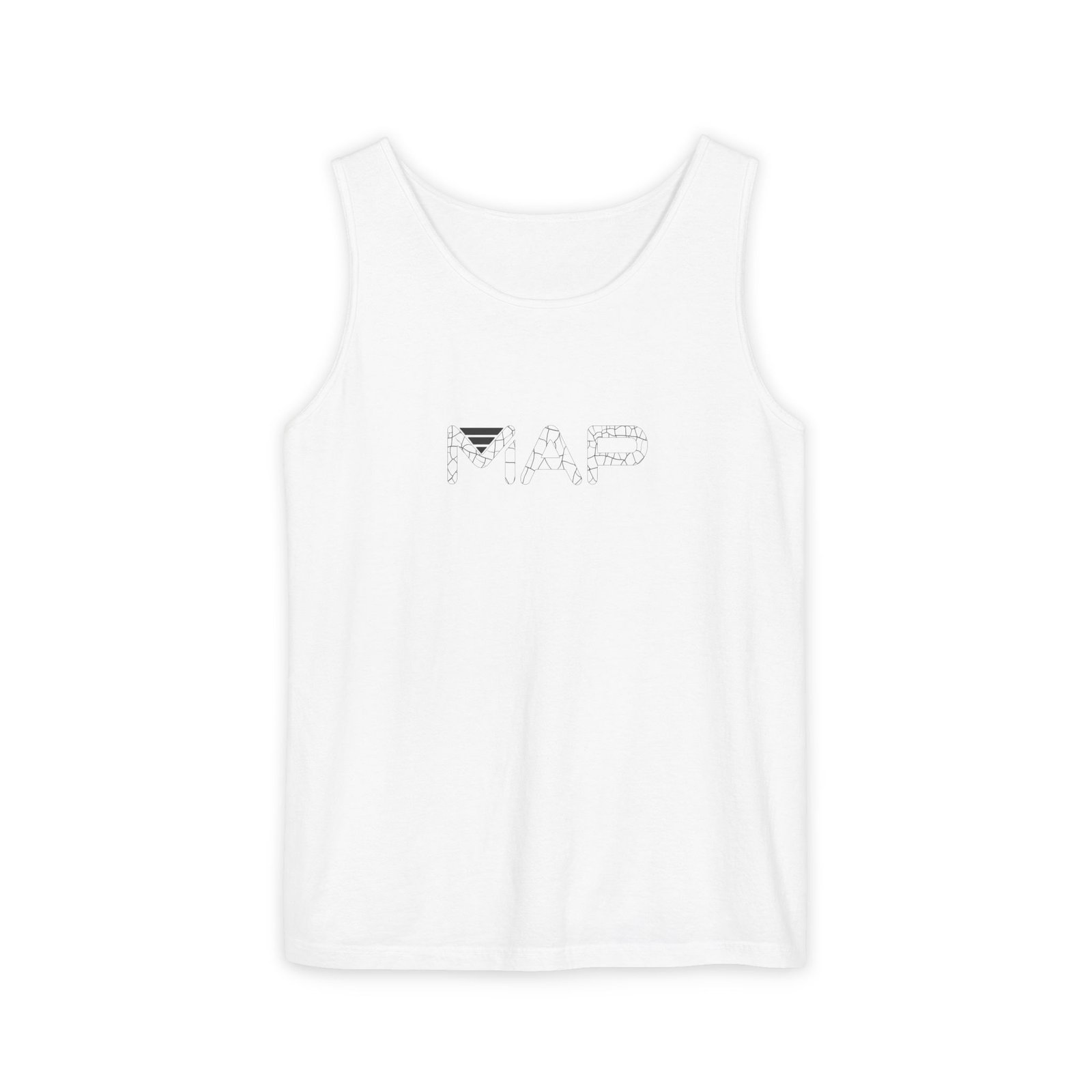 Unisex Garment-Dyed Tank Top with MAP Design, Summer Fashion, Casual Wear, Travel Lover Gift, Beach Outfit