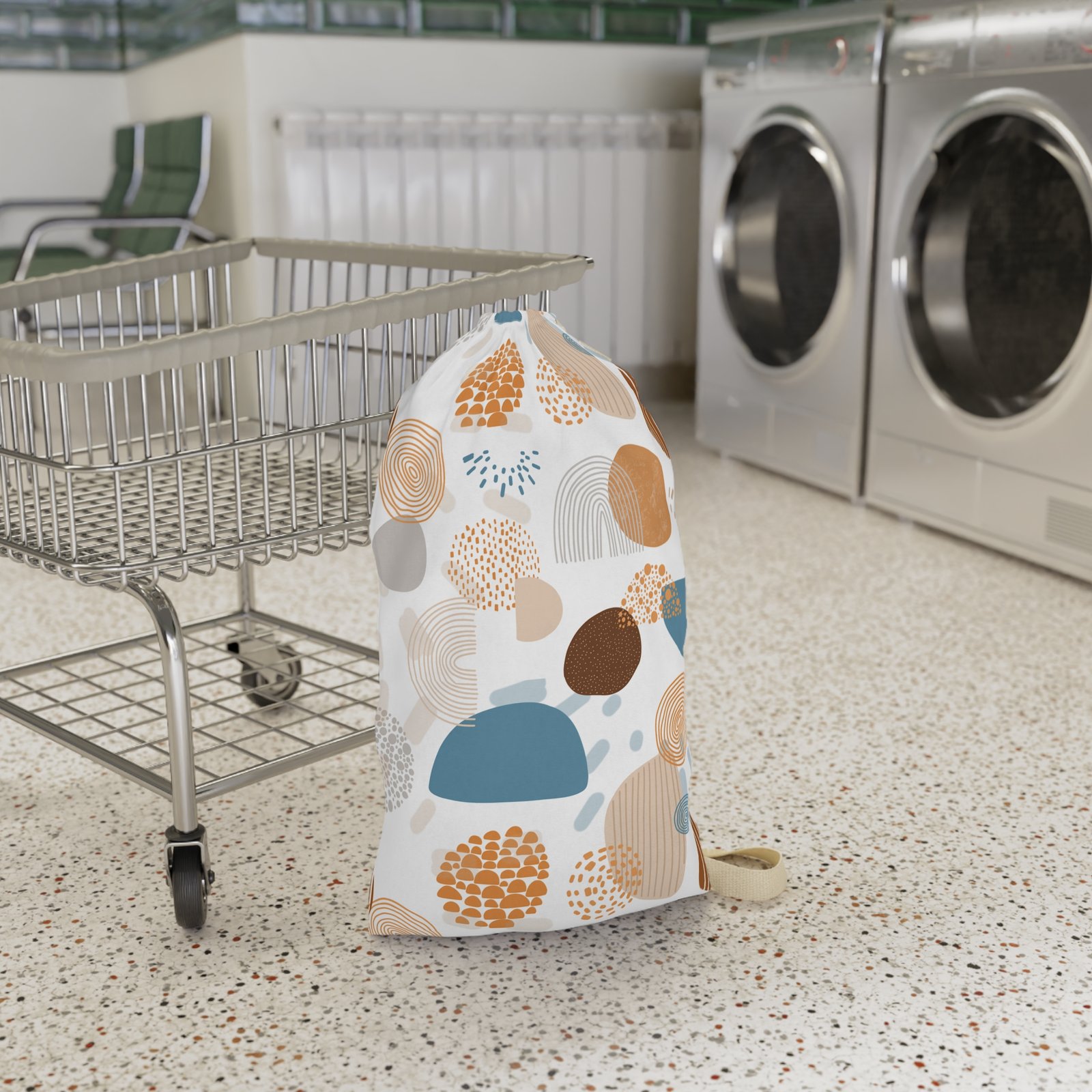 Stylish Laundry Bag with Abstract Design, Modern Laundry Basket, Home Storage Solution, Unique Gift for College Students, Travel Organizer - Image 3