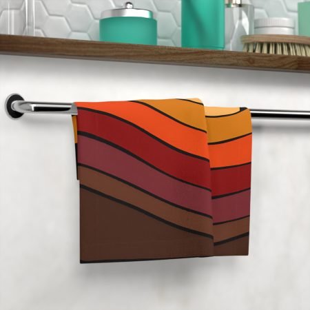 Retro Sunset Face Towel | Soft Absorbent Spa Towel, Bathroom Decor, Gift for Her, Eco-Friendly Home Accessory, Beach Essential