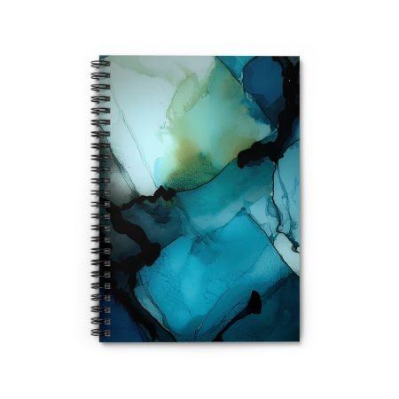 Elegant Aqua Spiral Notebook - Ruled Lines, Watercolor Journal, Artistic Writing Pad, Unique Gift for Note-Taking, Stylish School Supplies
