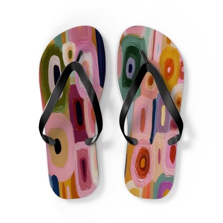 Colorful Art Flip Flops, Summer Sandals, Beach Footwear, Poolside Accessories, Vacation Gear, Boho Chic Slippers