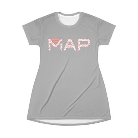 Map-Themed T-Shirt Dress, Casual Summer Style, Travel Lover Gift, Vacation Outfit, Trendy AOP Dress