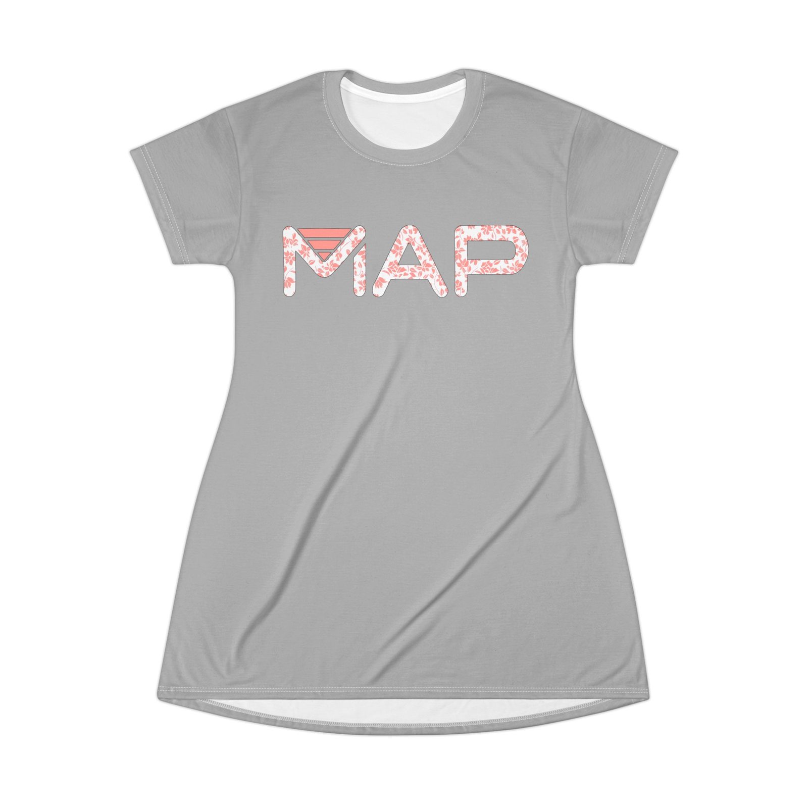 Map-Themed T-Shirt Dress, Casual Summer Style, Travel Lover Gift, Vacation Outfit, Trendy AOP Dress