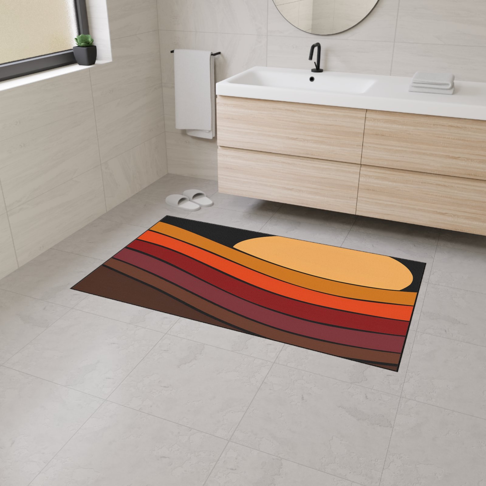 Sunset Waves Heavy Duty Floor Mat, Non-Slip Rug for Living Room, Kitchen Decor, Bohemian Home Accent, Durable Outdoor Mat - Image 2