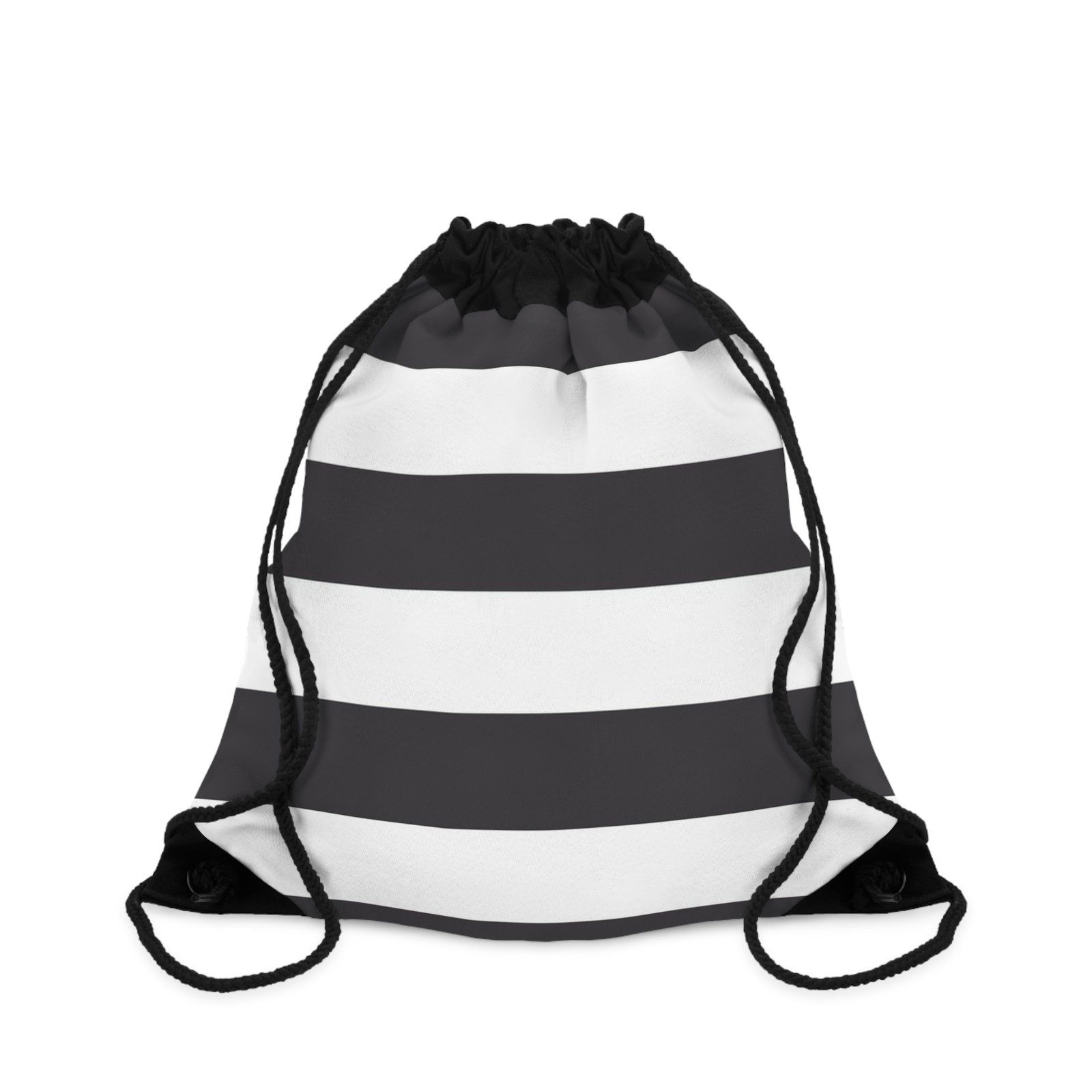 Stylish Black and White Striped Drawstring Bag, Gym Bag, Beach Bag, Casual Backpack, Gift for Her, Travel Accessory - Image 3