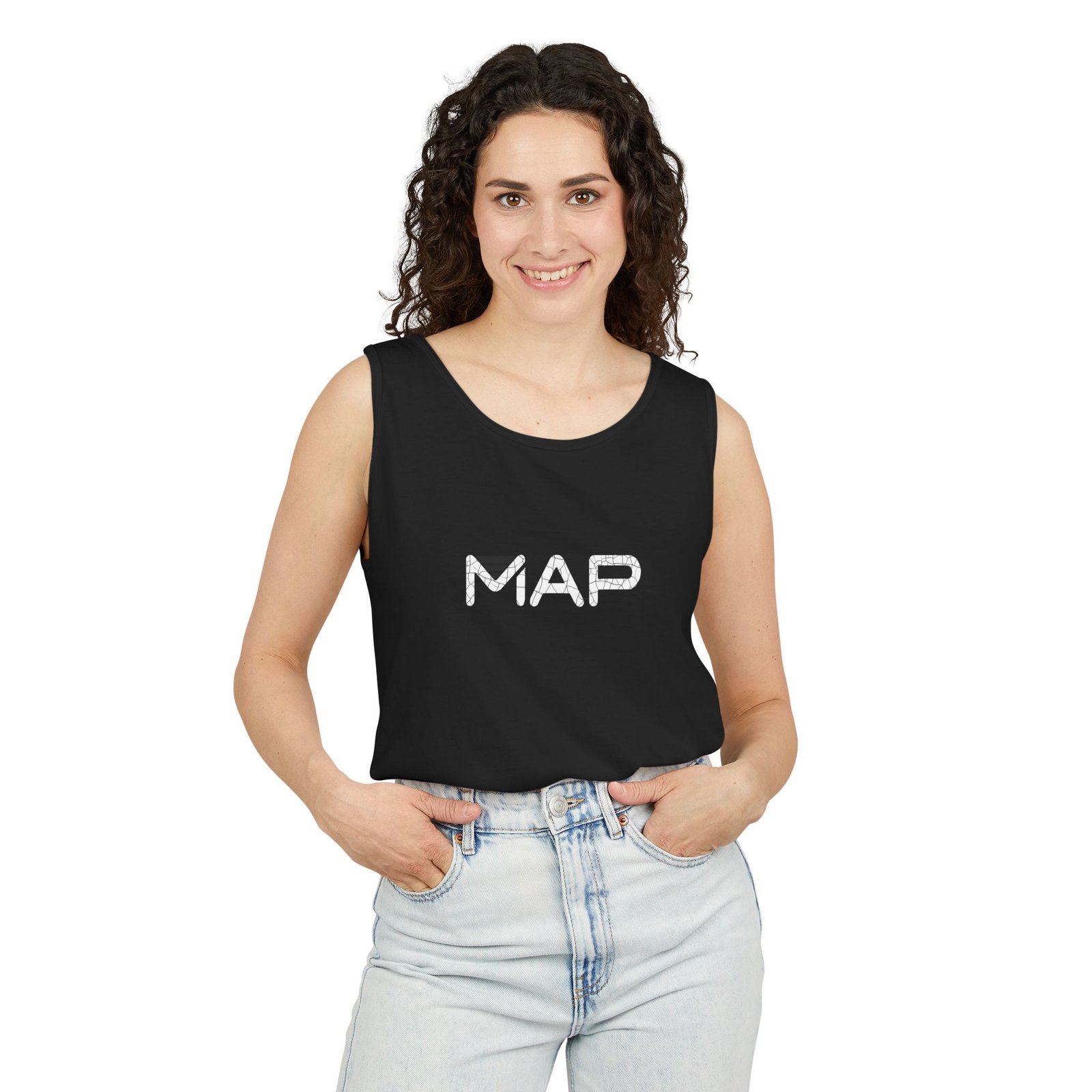 Unisex Garment-Dyed Tank Top with MAP Design, Summer Fashion, Casual Wear, Travel Lover Gift, Beach Outfit - Image 15