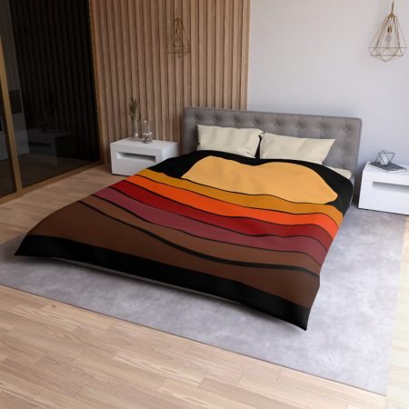 Sunset Waves Microfiber Duvet Cover | Cozy Bedroom Decor, Boho Bedding, Warm Colors, Gift for Him/Her, Home Accessories