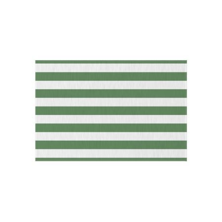 Stylish Outdoor Rug for Patios, Decks, Camping, Home Decor, Green Striped Mat