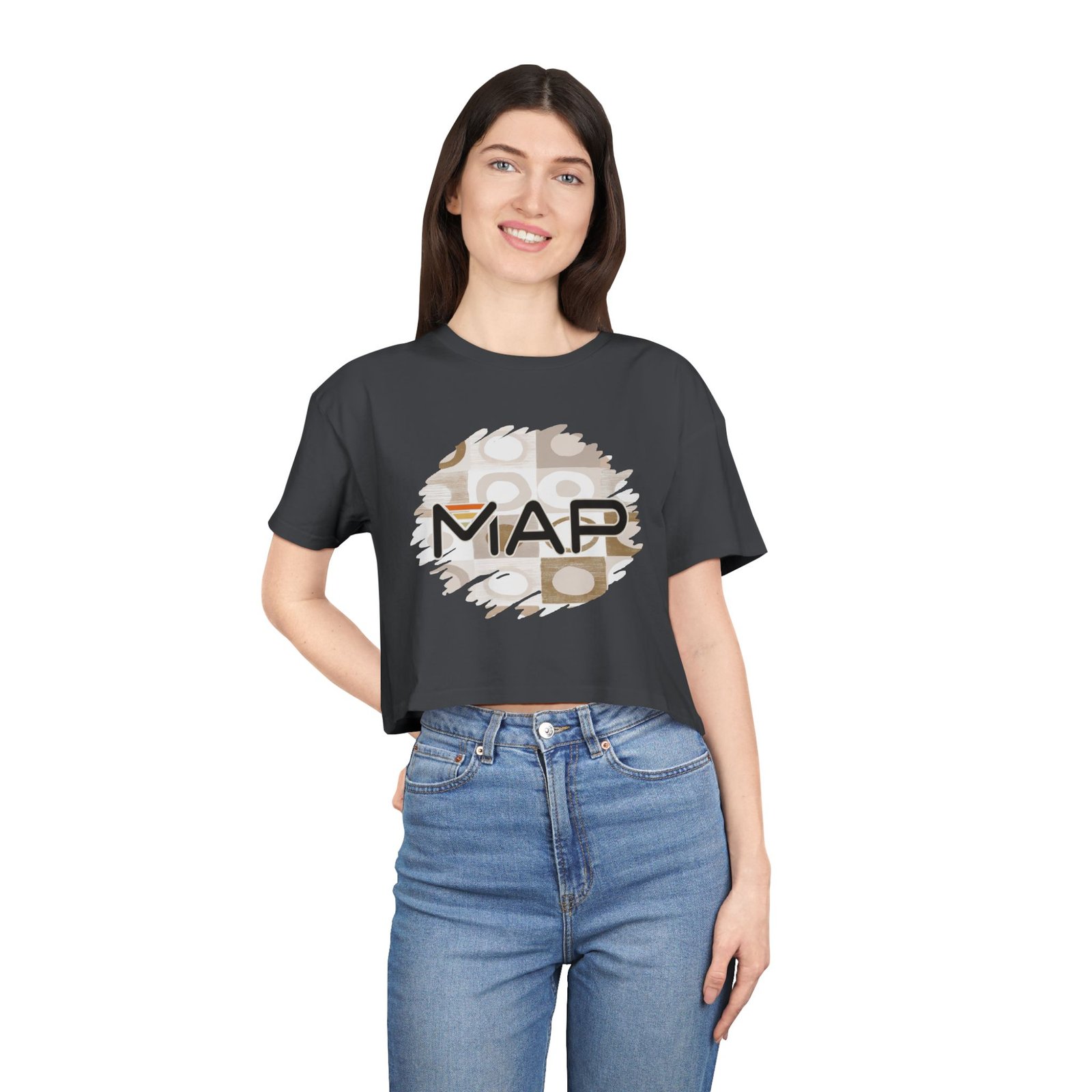 Stylish Women's Crop Tee with MAP Design | Trendy Summer Shirt, Casual Daily Wear, Gift for Her, Stylish Layering Top, Unique Graphic Tee - Image 18