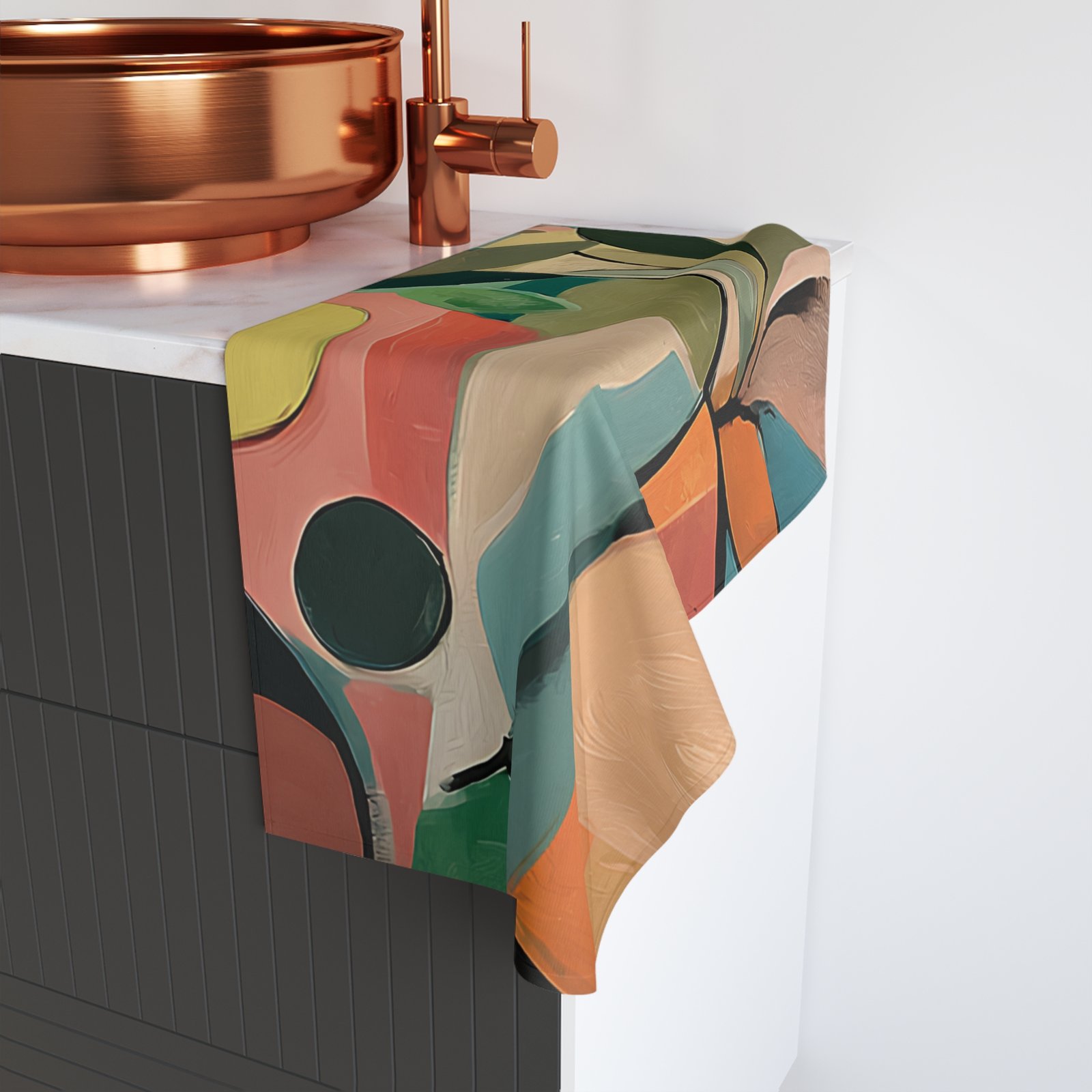 Colorful Abstract Hand Towel, Decorative Kitchen Towel, Modern Art Towel, Gift for Home Decor, Eco-Friendly Bath Towel - Image 4