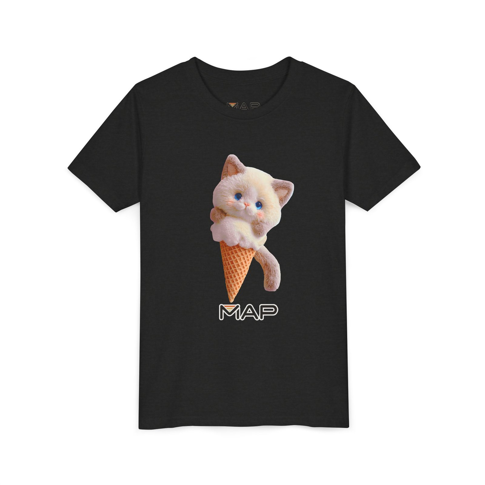 Cute Cat Ice Cream Youth Tee, Kitten Shirt, Summer Fun Apparel, Animal Lover Gift, Birthday Party Outfit, Playful T-Shirt - Image 15