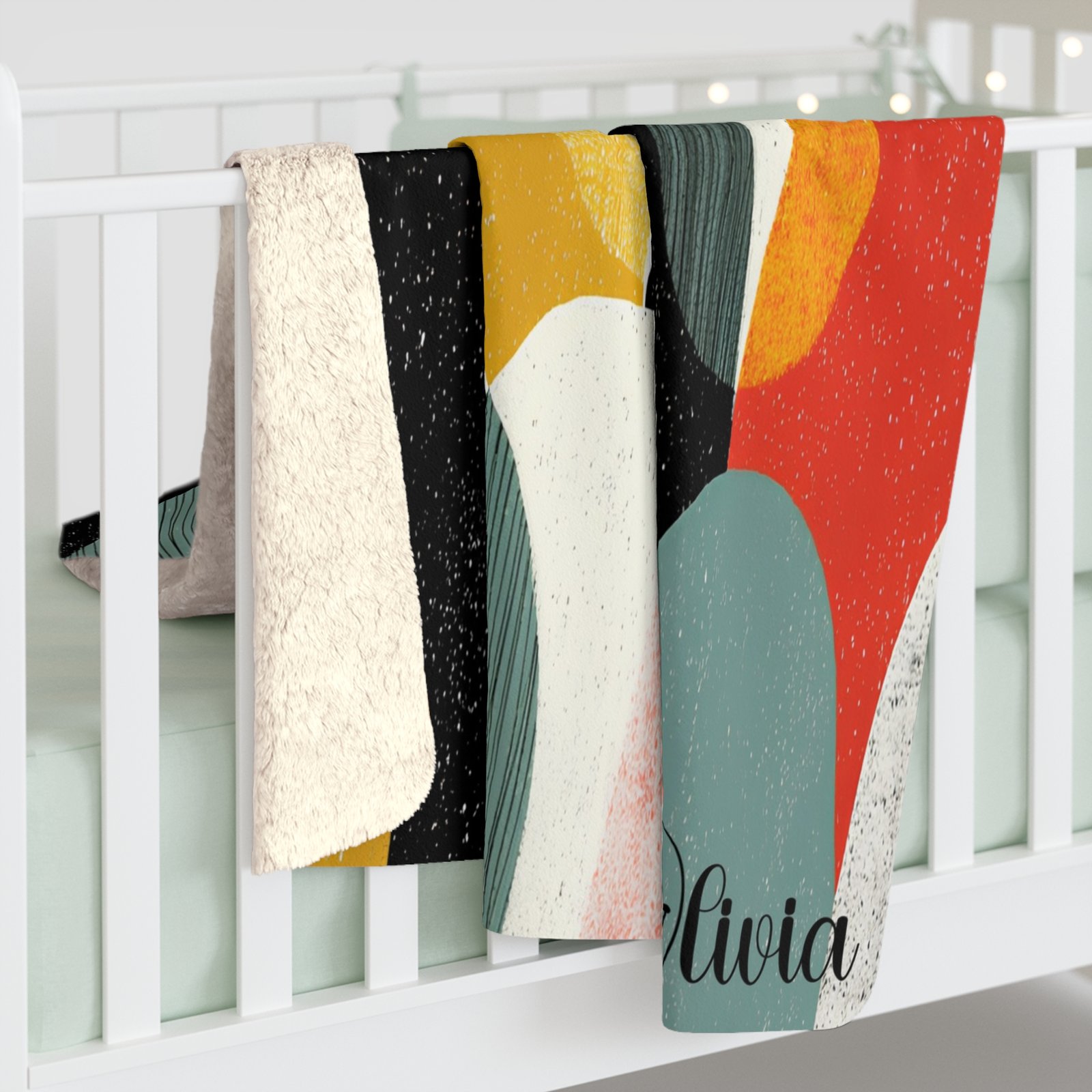 Cozy Sherpa Fleece Blanket with Modern Abstract Design, Perfect for Home Decor, Gift for Friends or Family, Cozy Living Room Accents - Image 4