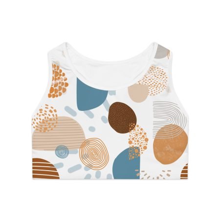 Chic Abstract Sports Bra, AOP Activewear, Workout Top, Yoga Bra, Fitness Wear, Athleisure Clothing, Stylish Gym Outfit