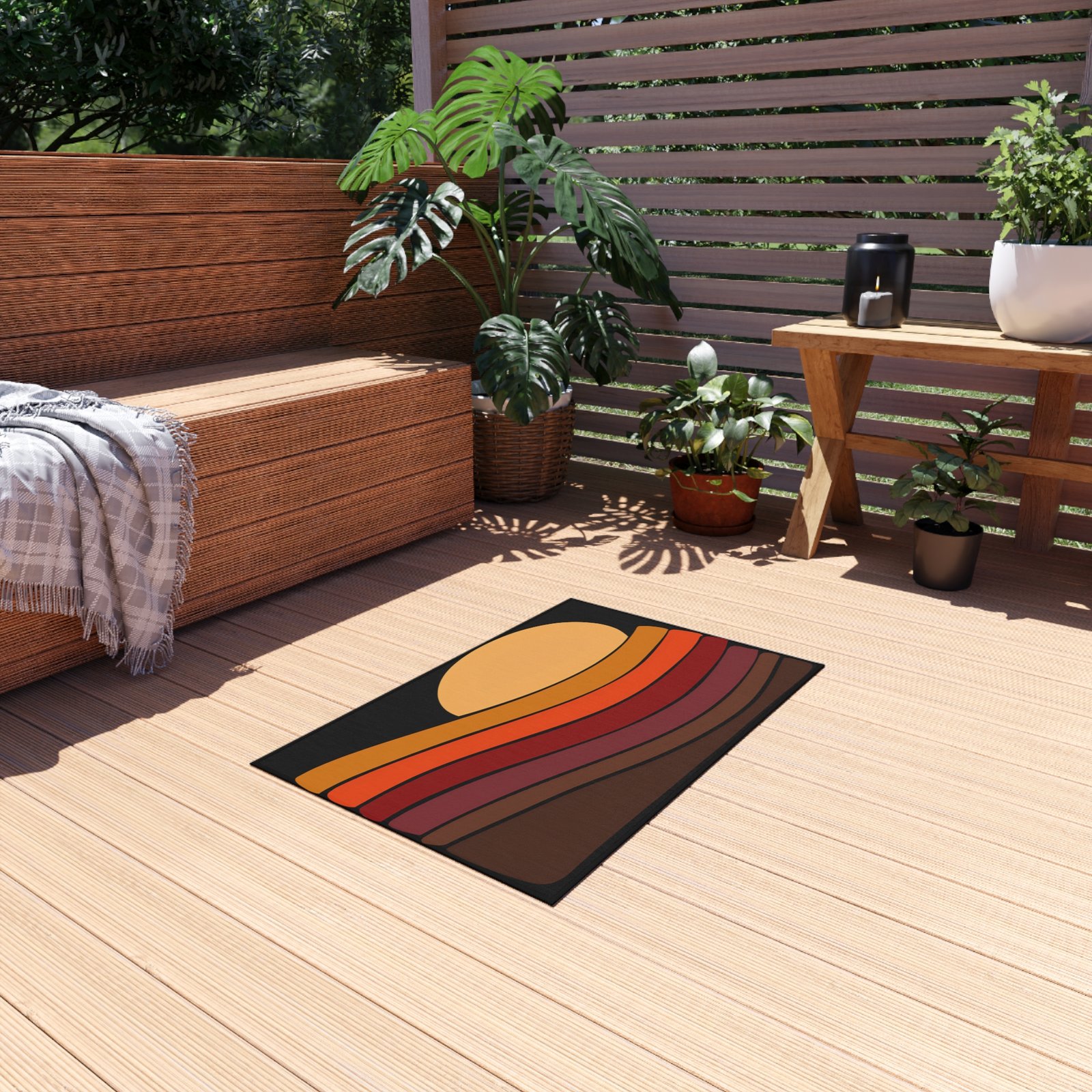 Stylish Outdoor Rug with Sunset Design - Perfect for Patios, Decks, Beach Days, Camping, Outdoor Decor - Image 2