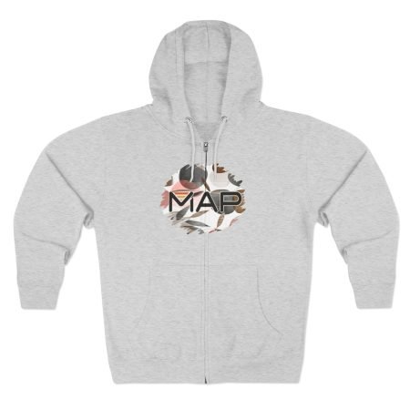 Stylish Unisex Zip Hoodie with MAP Design, Cozy Jacket for Casual Wear, Great Gift for Friends, Perfect for Every Season, Trendy Streetwear