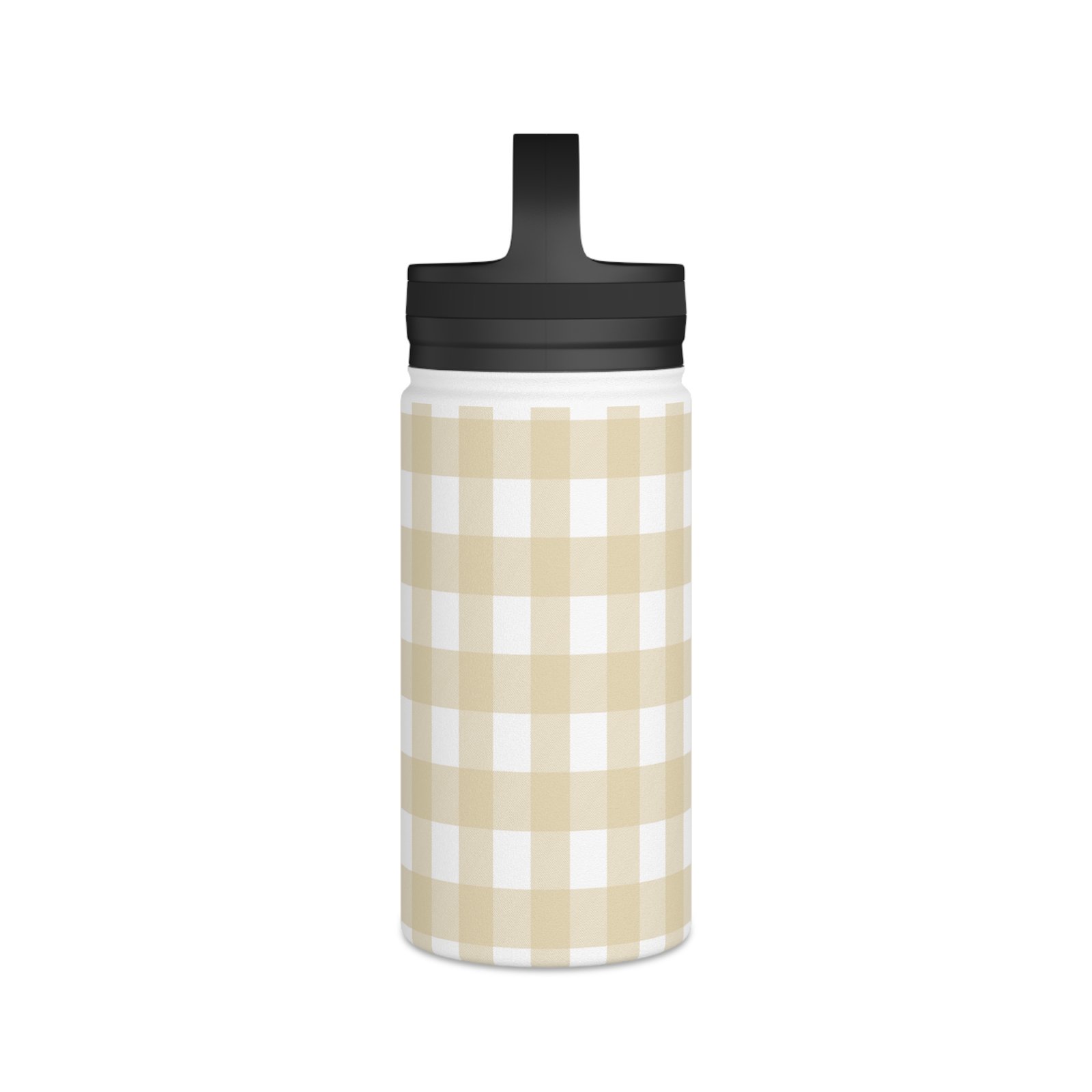 Chic Checked Stainless Steel Water Bottle, Gingham Design, Reusable Hydration Container, Eco-Friendly Gift, Outdoor Adventure Gear - Image 3