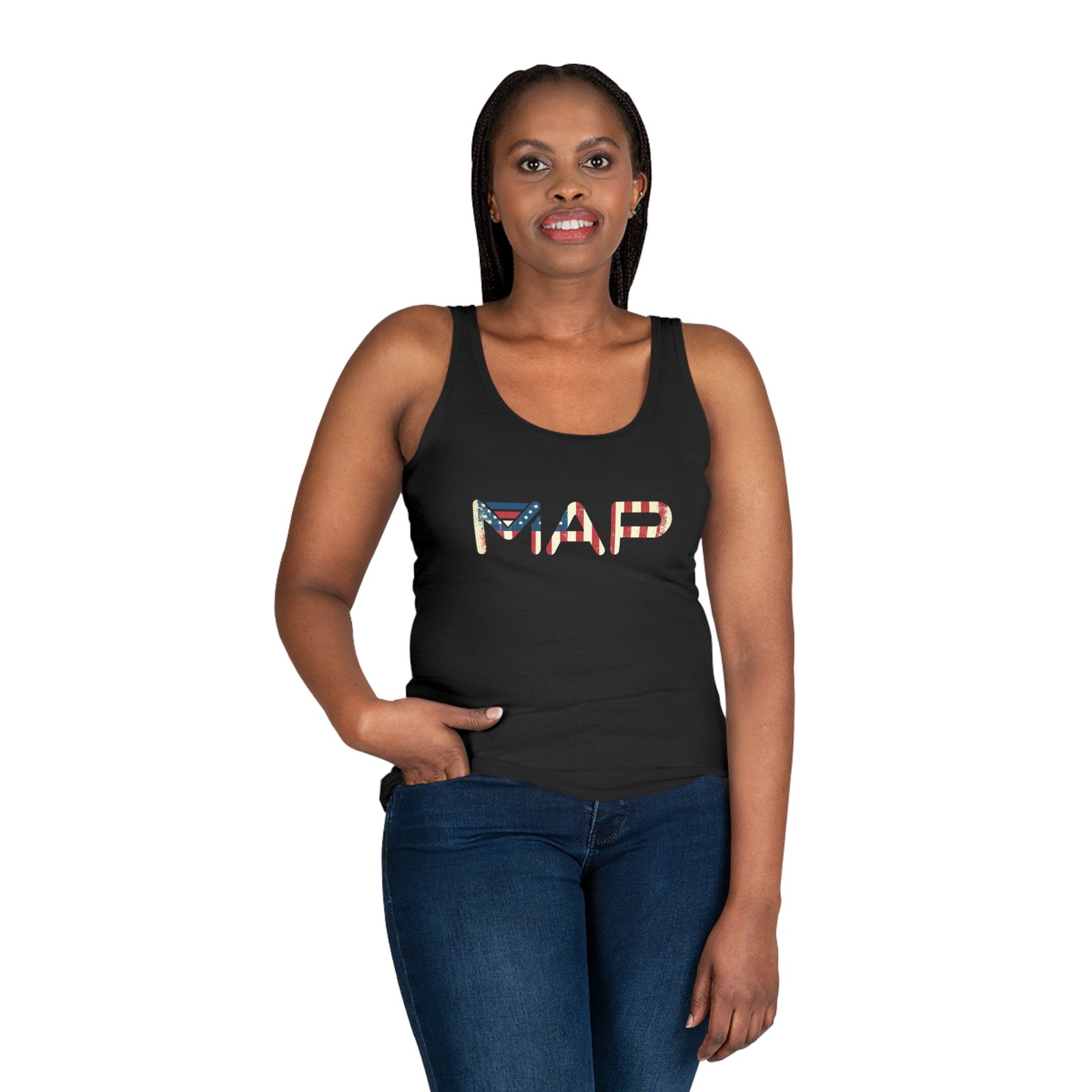 Patriotic Women's Tank Top | USA Map Design | Summer Casual Wear, Gifts for Her, Fourth of July, Travel Top, Festive Outfit - Image 6