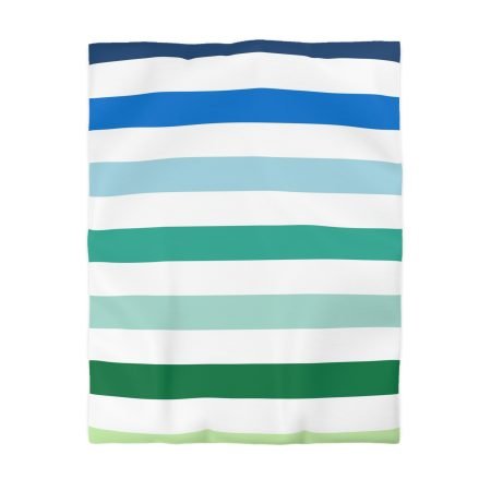 Coastal Striped Microfiber Duvet Cover | Soft Bedding for Beach Lovers | Summer Home Decor | Gift for Coastal Home | Bed Linens